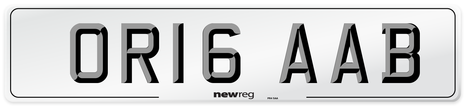 OR16 AAB Number Plate from New Reg